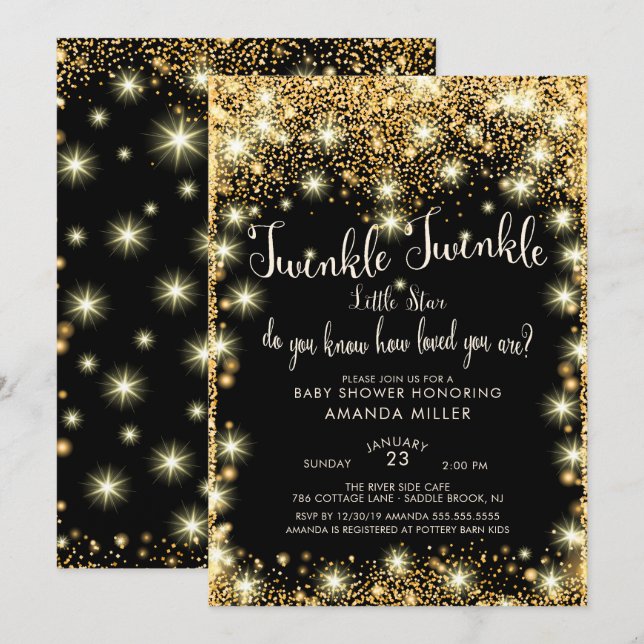 Twinkle Twinkle Little Star Baby Shower Invitation (Front/Back)