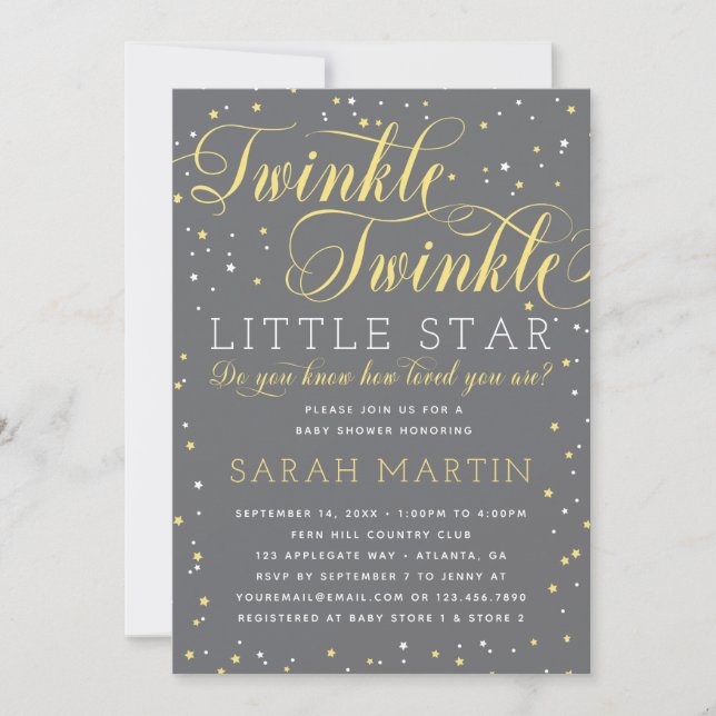Twinkle Twinkle Little Star Baby Shower Invitation (Front)