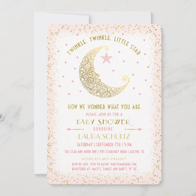 Twinkle Twinkle Little Star Baby Shower Invitation (Front)