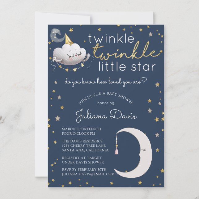 Twinkle Twinkle Little Star Baby Shower Invitation (Front)