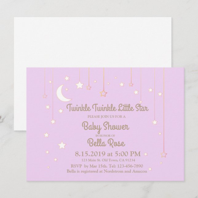 Twinkle Twinkle Little Star Baby Shower invitation (Front/Back)