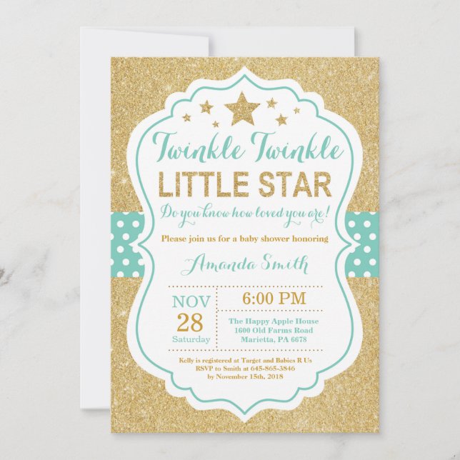 Twinkle Twinkle Little Star Baby Shower Invitation (Front)