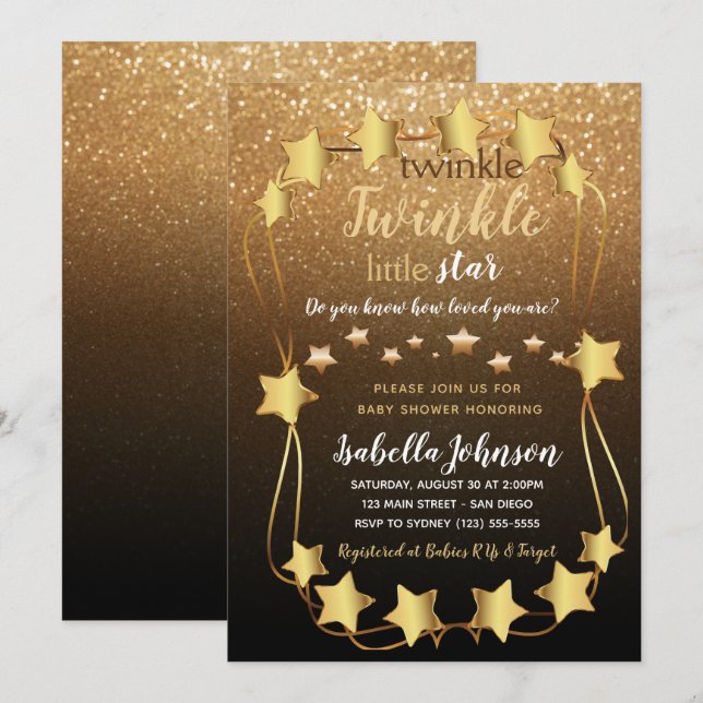 Twinkle Twinkle Little Star - Baby Shower Invitation (Front/Back)