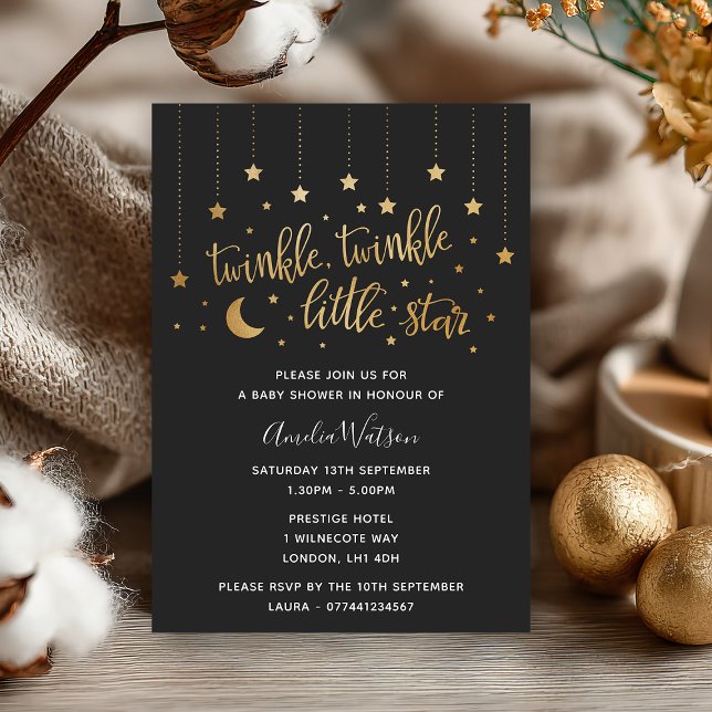 Twinkle Twinkle Little Star Baby Shower Invitation (Twinkle, twinkle 🌟 Celebrate the little one with this celestial baby shower invitation.)
