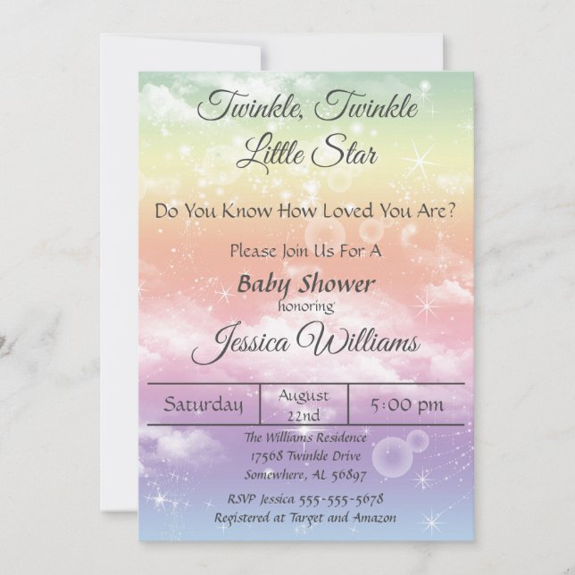 Twinkle Twinkle Little Star Baby Shower Invitation (Front)