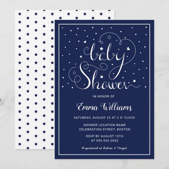 Twinkle Twinkle Little Star Baby Shower Invitation (Front/Back)