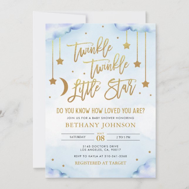 Twinkle Twinkle Little Star Baby Shower Invitation (Front)