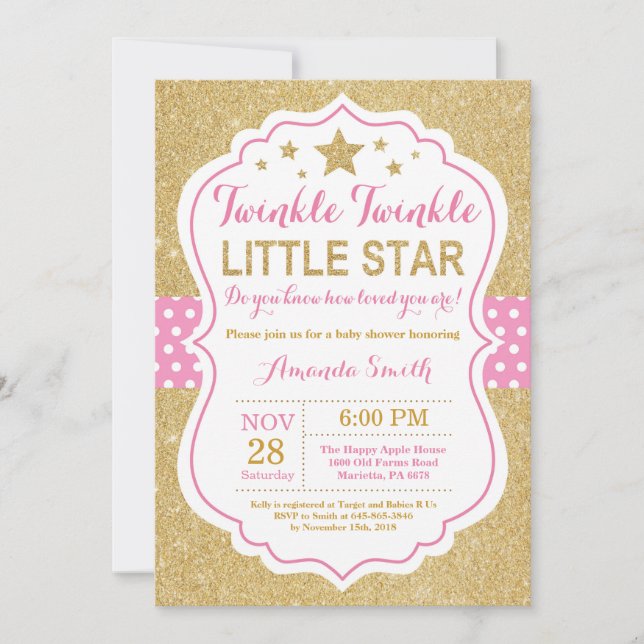 Twinkle Twinkle Little Star Baby Shower Invitation (Front)
