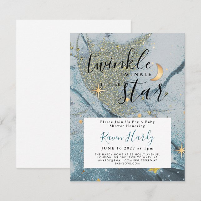 Twinkle Twinkle Little Star Baby Shower Invitation (Front/Back)