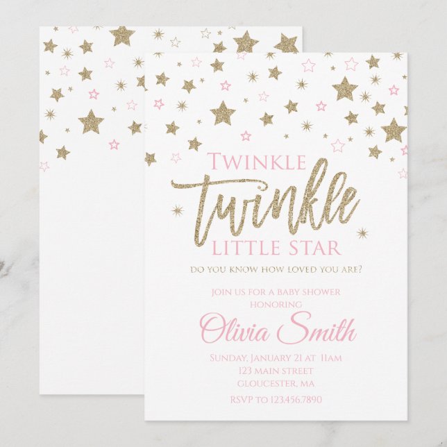 Twinkle Twinkle Little Star Baby Shower Invite (Front/Back)