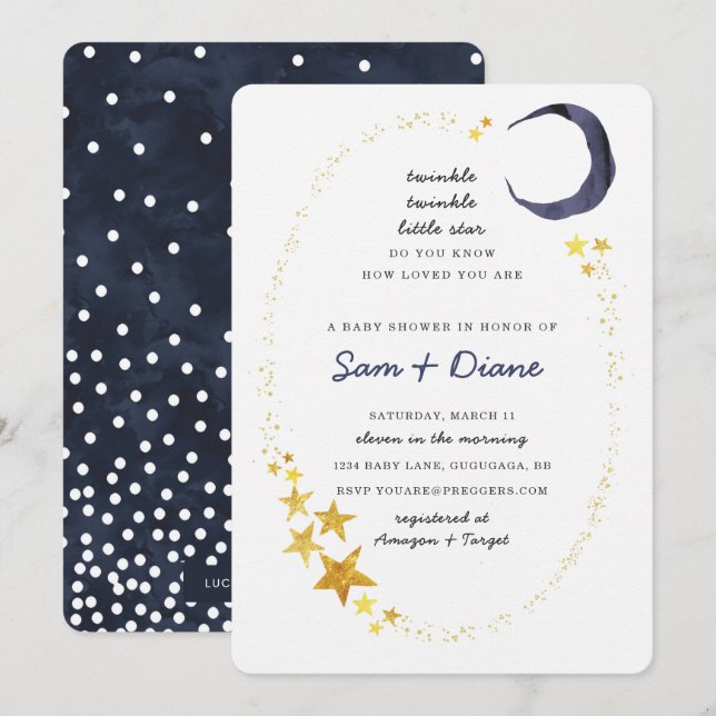 Twinkle Twinkle Little Star Baby Shower Invite (Front/Back)