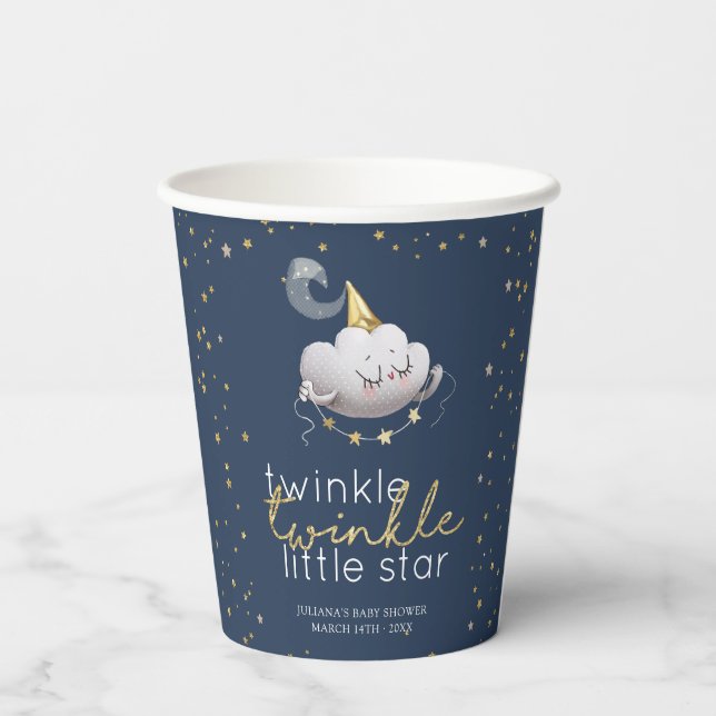 Twinkle Twinkle Little Star Baby Shower Paper Cups (Back)