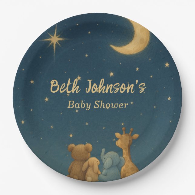 Twinkle Twinkle Little Star Baby Shower Paper Plate (Front)
