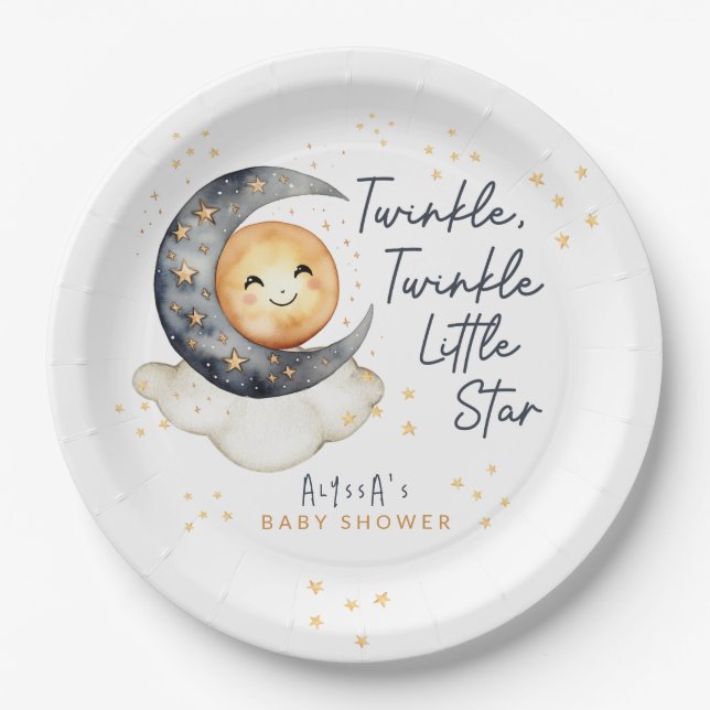 Twinkle Twinkle Little Star Baby Shower Paper Plate (Front)