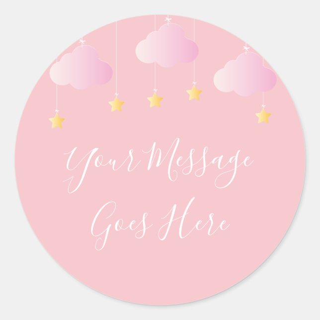 Twinkle twinkle little star baby shower pink classic round sticker (Front)