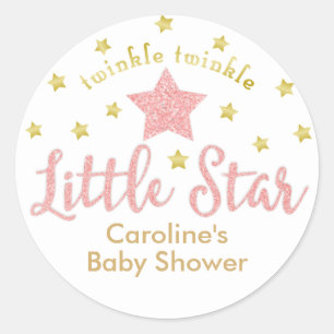 Twinkle Twinkle Little Star Baby Shower Pink Gold Classic Round Sticker