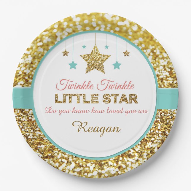 Twinkle Twinkle little star baby shower plates (Front)