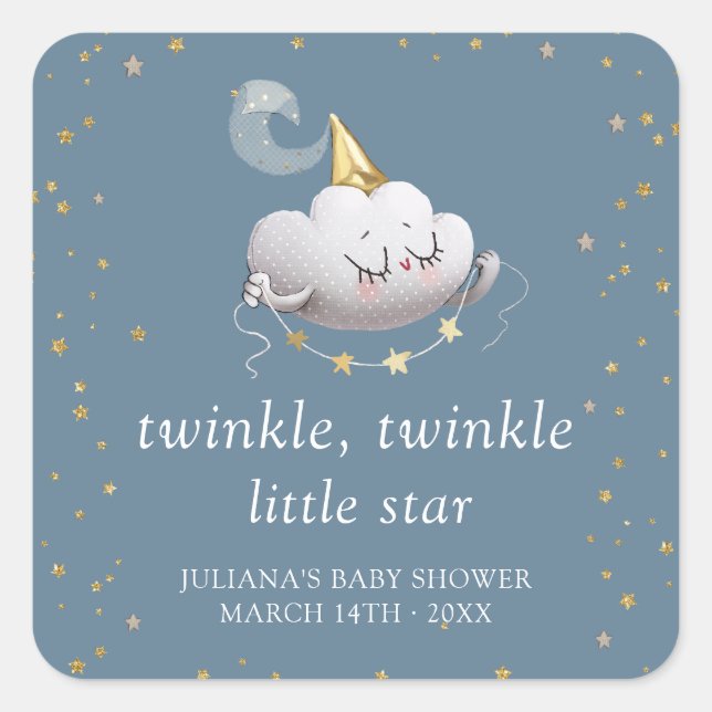 Twinkle Twinkle Little Star Baby Shower Square Sticker (Front)