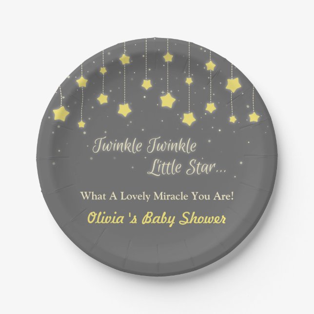 Twinkle Twinkle Little Star Baby Shower Supplies Paper Plate (Front)