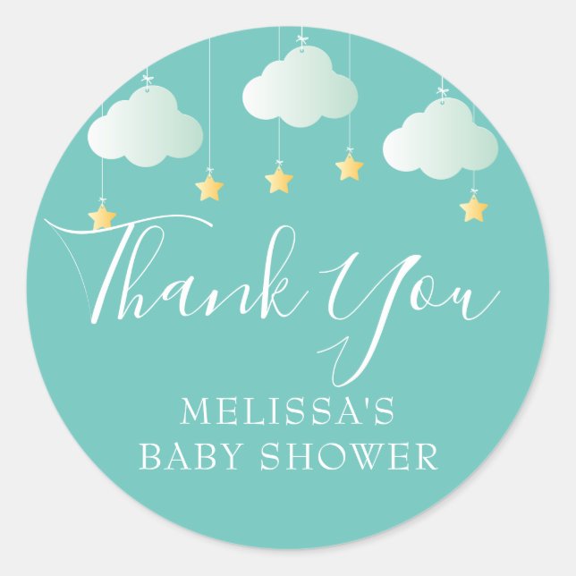 Twinkle twinkle little star baby shower thank you classic round sticker (Front)