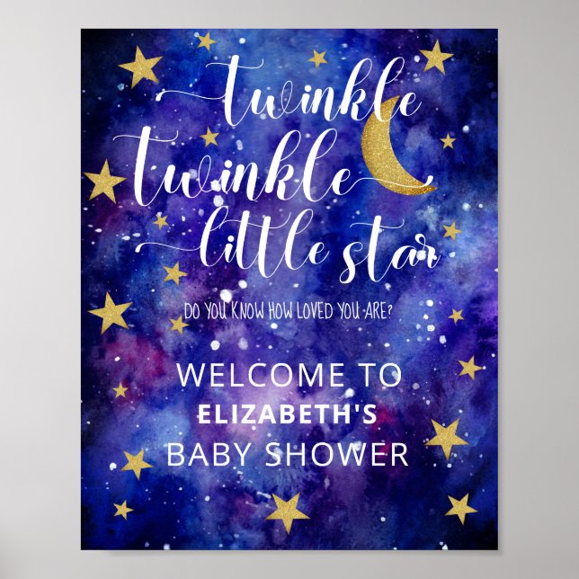 Twinkle Twinkle Little Star Baby Shower Welcome Poster (Front)