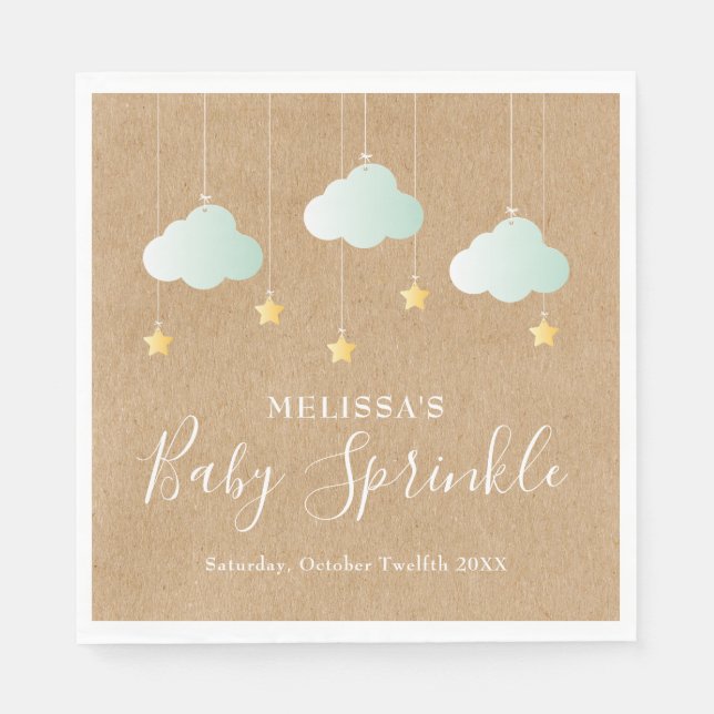 Twinkle Twinkle Little Star Baby Sprinkle Rustic Napkin (Front)
