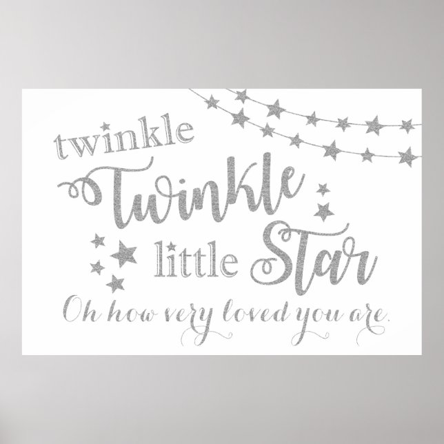 Twinkle Twinkle Little Star Backdrop Silver Sign (Front)