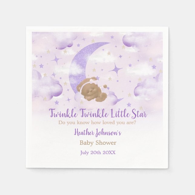 Twinkle Twinkle Little Star Bear Baby Shower Napkin (Front)