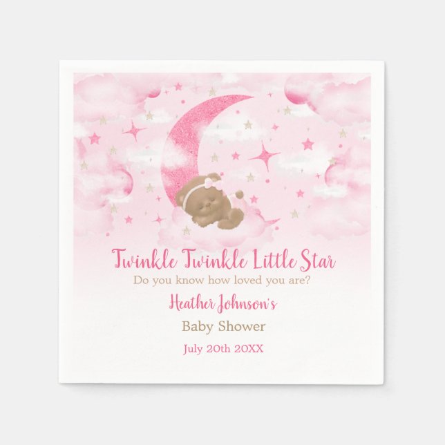 Twinkle Twinkle Little Star Bear Baby Shower Napkin (Front)