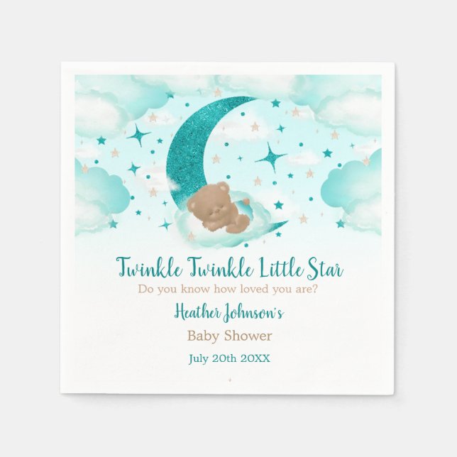 Twinkle Twinkle Little Star Bear Baby Shower Napkin (Front)