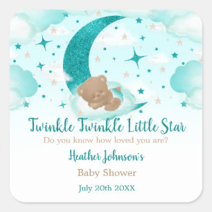 Twinkle Twinkle Little Star Bear Baby Shower Square Sticker