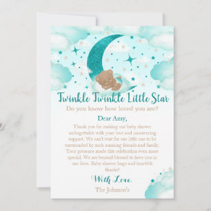 Twinkle Twinkle Little Star Bear Baby Shower Thank You Card