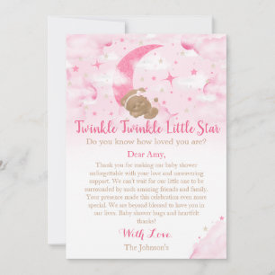 Twinkle Twinkle Little Star Bear Baby Shower Thank You Card
