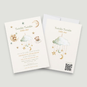 Twinkle Twinkle Little Star Bear Moon Baby Shower  Invitation