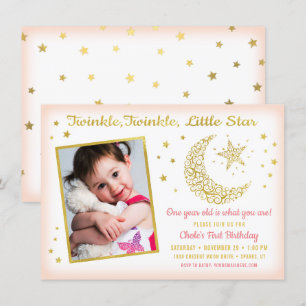Twinkle, Twinkle, Little Star Birthday Girl Photo Invitation