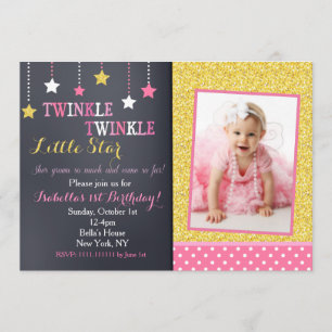 Twinkle Twinkle Little Star Birthday Invitation