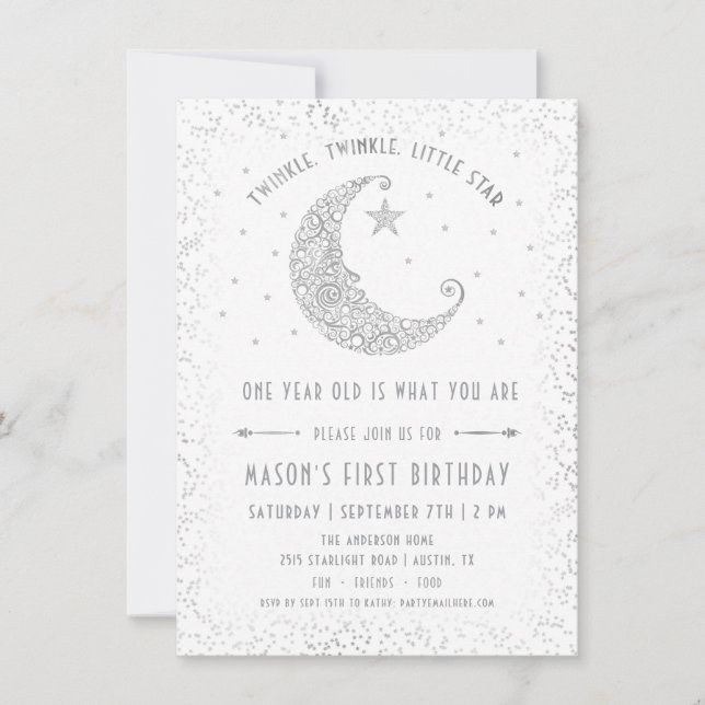 Twinkle Twinkle Little Star Birthday Invitation (Front)