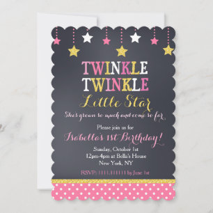 Twinkle Twinkle Little Star Birthday Invitation