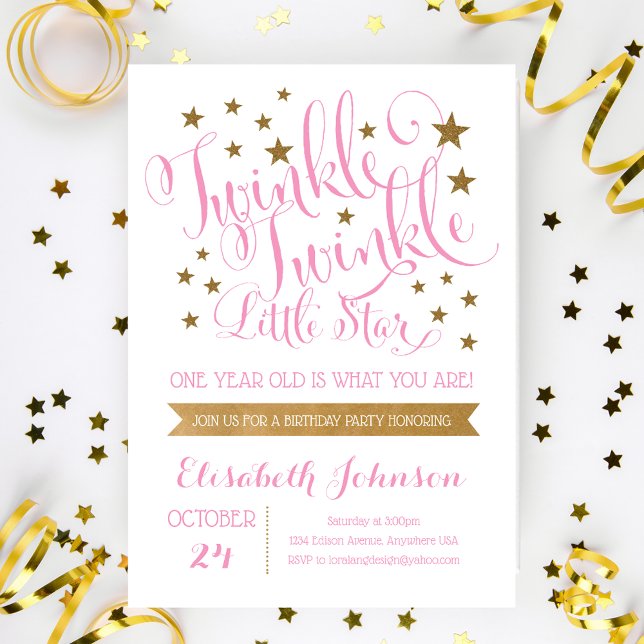 Twinkle Twinkle Little Star Birthday Invitation (Creator Uploaded)