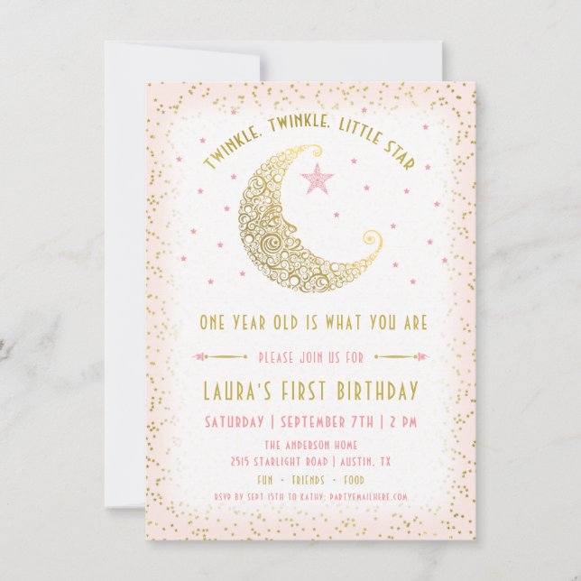Twinkle Twinkle Little Star Birthday Invitation (Front)