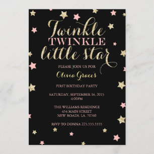 Twinkle Twinkle Little Star Birthday Invitations