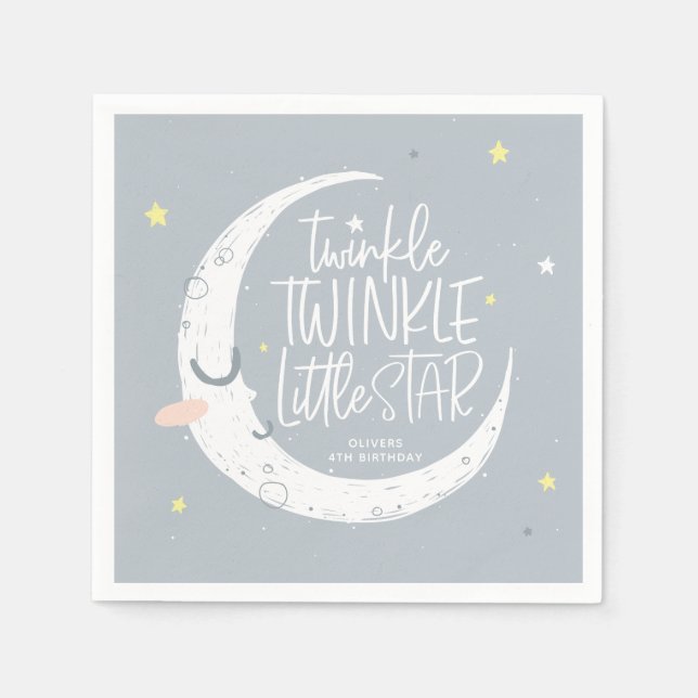 Twinkle, twinkle little star birthday party napkin (Front)