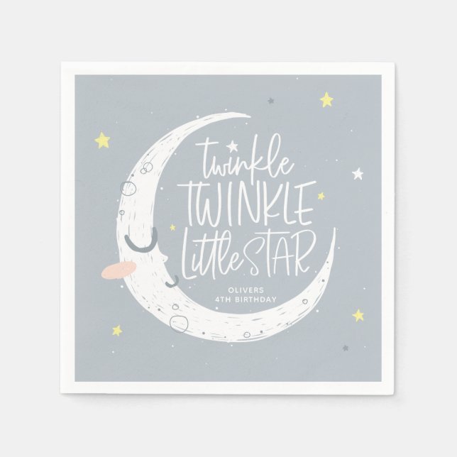 Twinkle, twinkle little star birthday party napkin (Front)