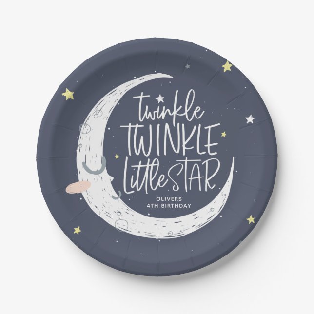 Twinkle, twinkle little star birthday party paper plate (Front)