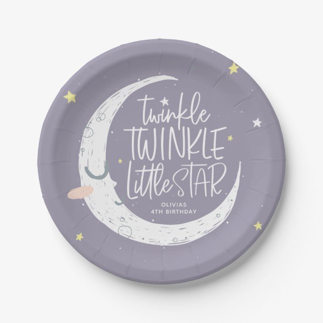 Twinkle, twinkle little star birthday party paper plate (Front)