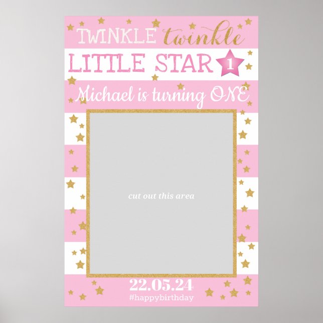 Twinkle Twinkle Little Star Birthday Photo Prop Poster (Front)