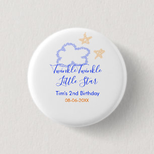 Twinkle twinkle little star birthday purple orange 3 cm round badge