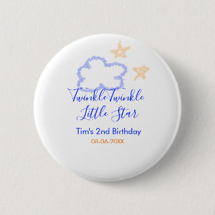 Twinkle twinkle little star birthday purple orange 6 cm round badge