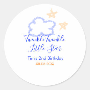 Twinkle twinkle little star birthday purple orange classic round sticker