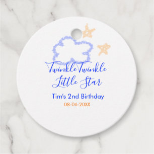 Twinkle twinkle little star birthday purple orange favour tags